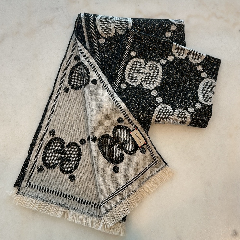 Gucci Scarf GG Wool Jacquard Scarf